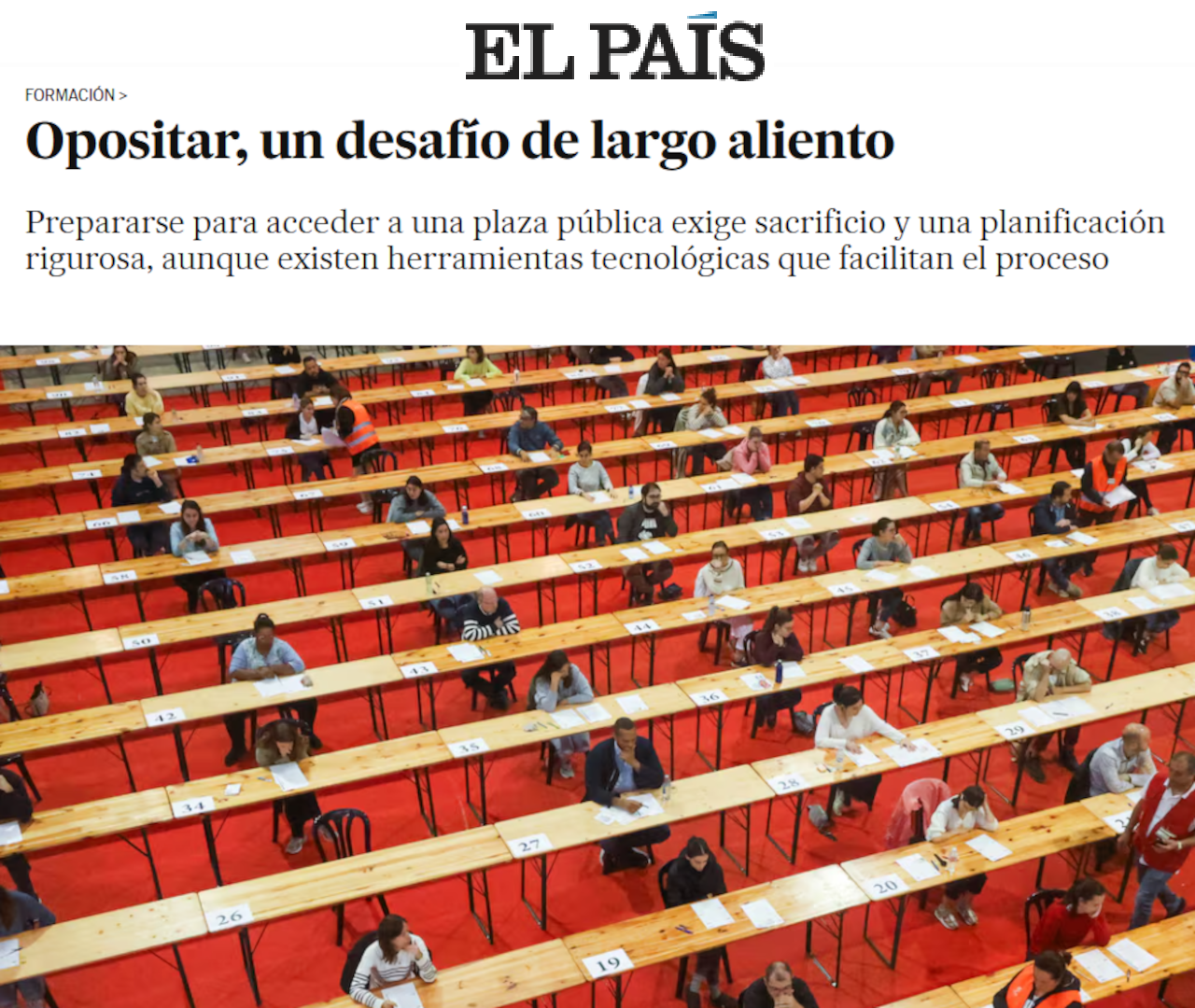 Reportaje en el periódico digital El País. Opositar, un desafío de largo aliento